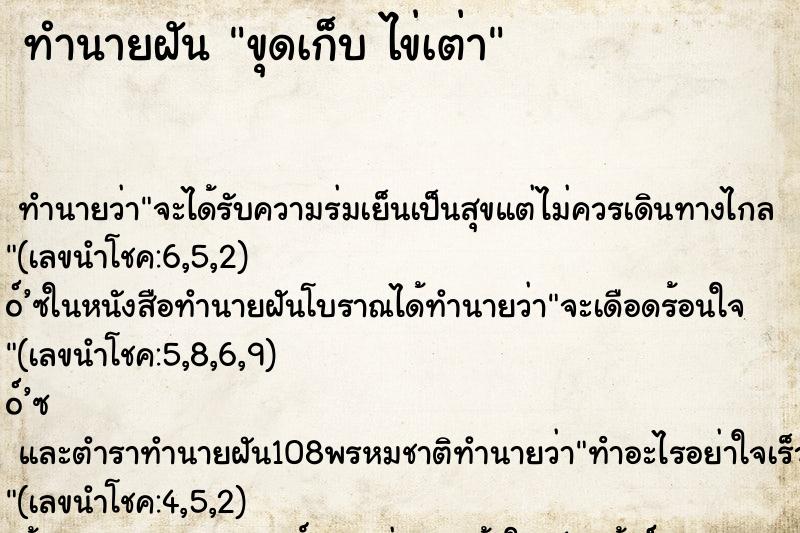 ทำนายฝันขุดเก็บไข่เต่า ทำนายฝันทำนายฝันขุดเก็บไข่เต่า